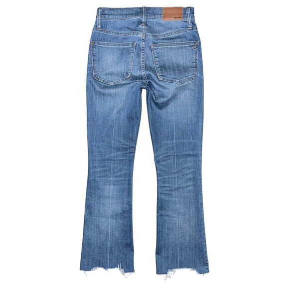 Madewell Cali Demi-Boot Jeans Size 23 Haywood Wash Destructed Hem Cropped Flare - Picture 3 of 11